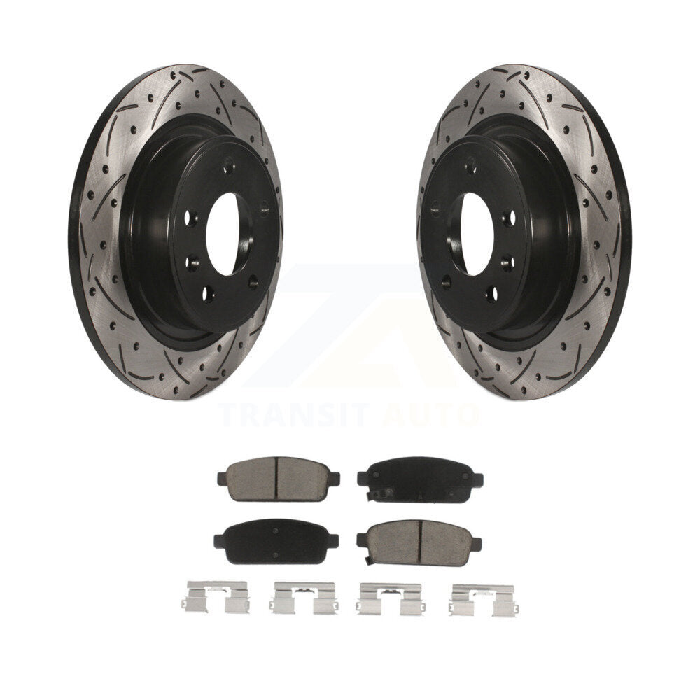 Drill Slot Brake Rotor Ceramic Pad Rear Kit For Chevrolet Cruze Buick Verano ELR