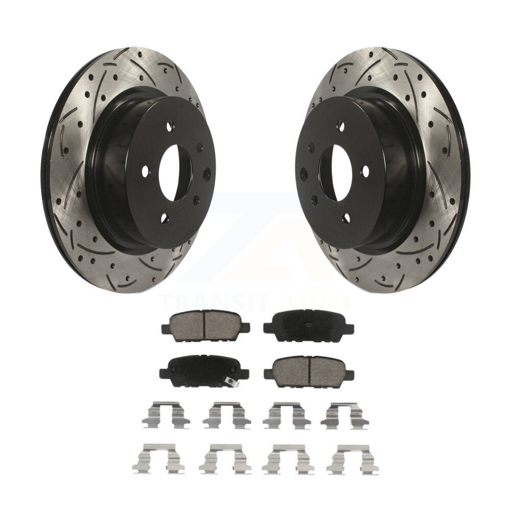 Drill Slot Brake Rotors Ceramic Pad Rear Kit For INFINITI Nissan Maxima G37 QX50