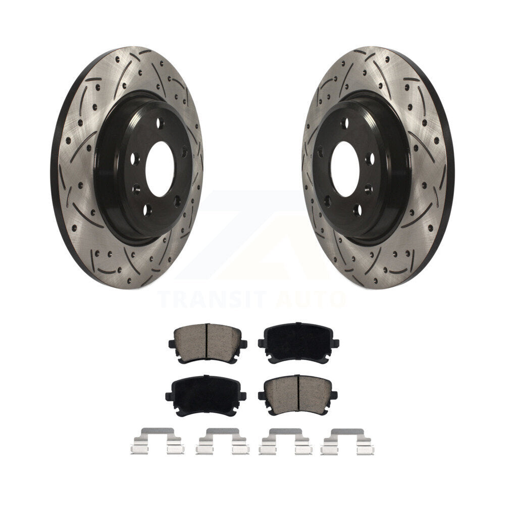 Coated Drilled Slot Disc Brake Rotor Ceramic Pad Rear Kit For Audi Q5 A4 allroad
