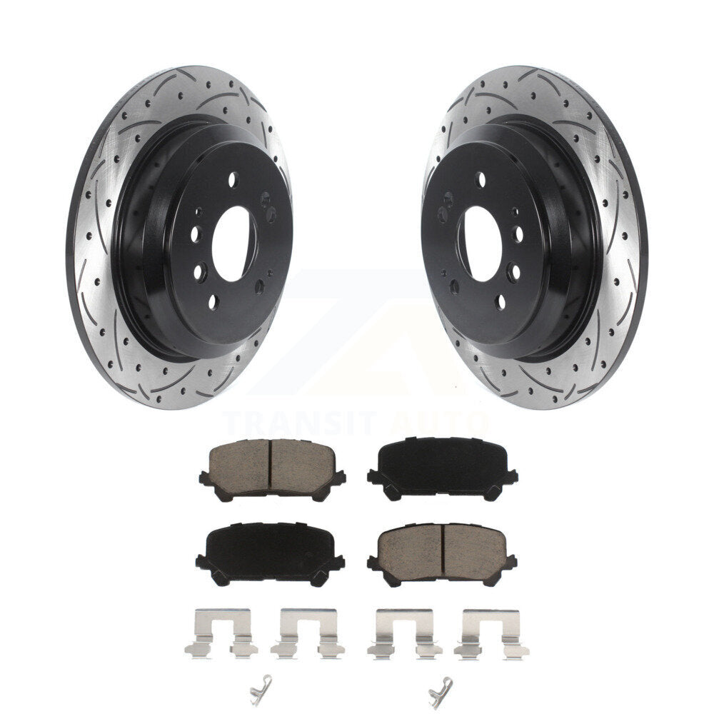 Drilled Slot Brake Rotor Ceramic Pad Rear Kit For Honda Pilot Ridgeline Passport