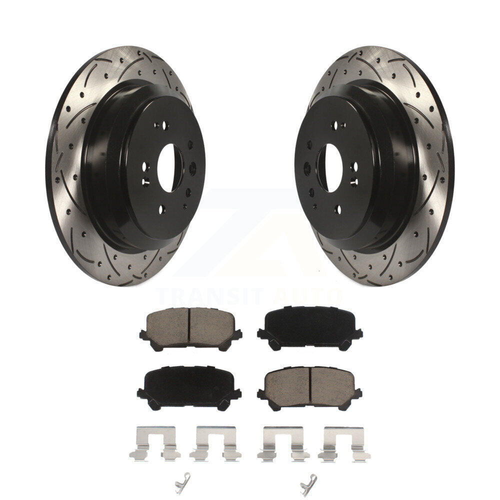 Coated Drill Slot Disc Brake Rotors Ceramic Pad Rear Kit For 2014-2016 Acura MDX