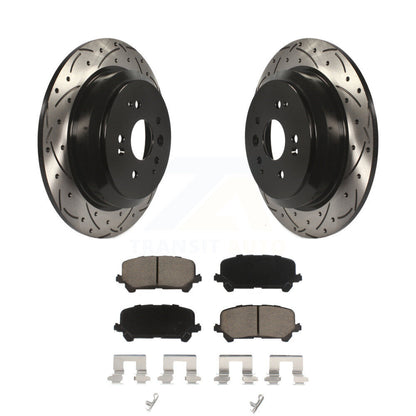 Coated Drill Slot Disc Brake Rotors Ceramic Pad Rear Kit For 2014-2016 Acura MDX