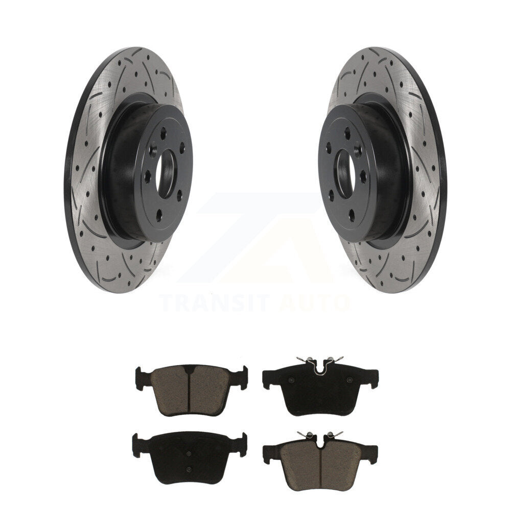 Drilled Slot Brake Rotors Ceramic Pad Rear Kit For 16-19 Land Rover Range Evoque