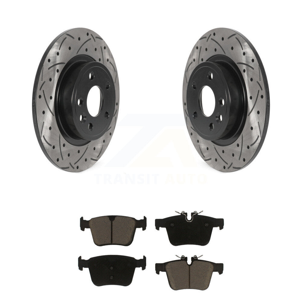 Drill Slot Disc Brake Rotors Ceramic Pad Rear Kit For Land Rover Discovery Sport