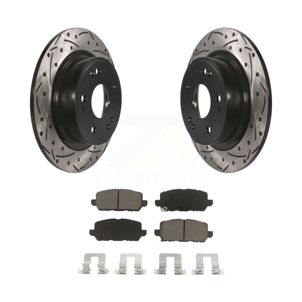 Coated Drill Slot Disc Brake Rotor Ceramic Pad Rear Kit For 2016-2022 Honda HR-V