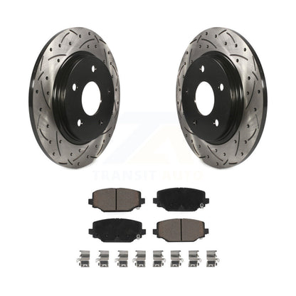 Coated Drill Slot Disc Brake Rotors Ceramic Pad Rear Kit For Dodge Grand Caravan