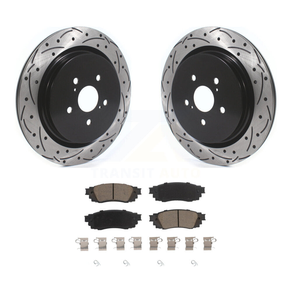 Drilled Slot Disc Brake Rotor Ceramic Pad Rear Kit For Lexus RX350 RX450h RX350L