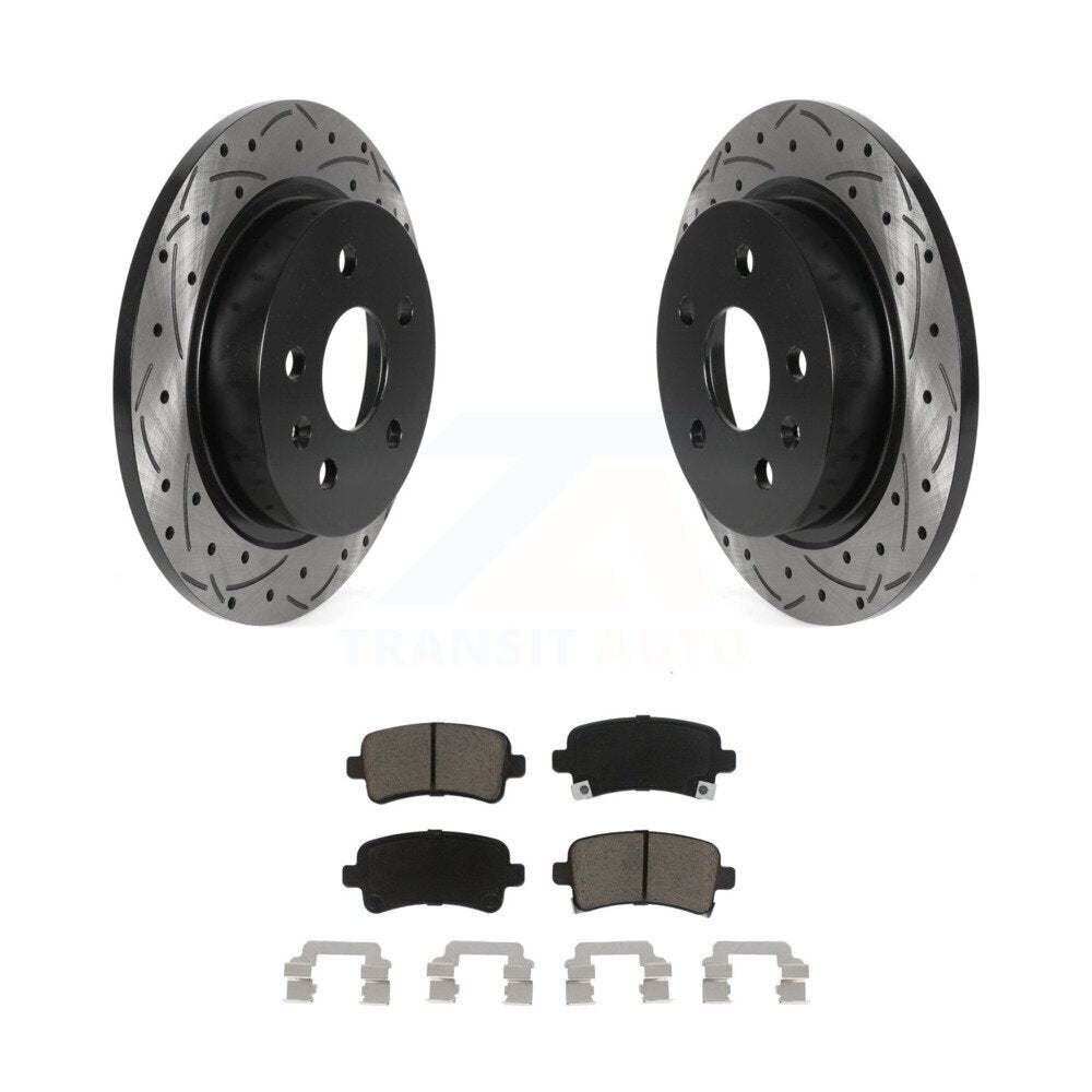 Drilled Slot Brake Rotor & Ceramic Pad Rear Kit For Chevrolet Malibu Buick Regal