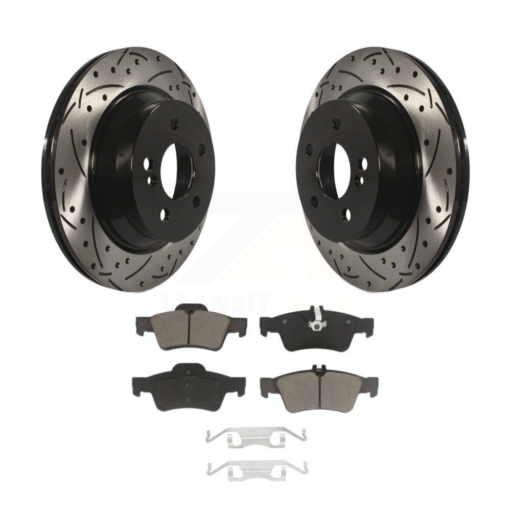 Drill Slot Brake Rotor Ceramic Pad Rear Kit For Mercedes-Benz E350 E400 E320 E63