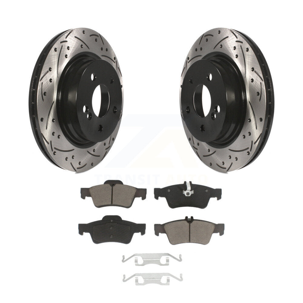 Coated Drilled Slot Disc Brake Rotor Ceramic Pad Rear Kit For Mercedes-Benz E550