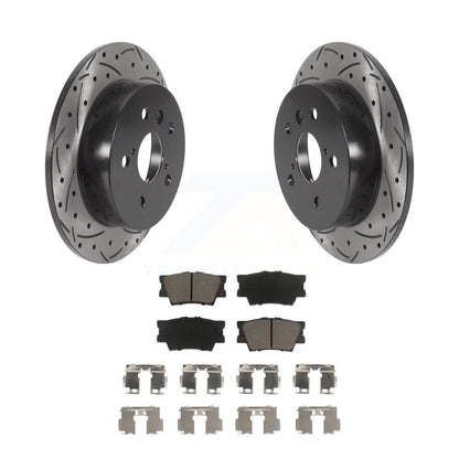Coated Drilled Slotted Disc Brake Rotors & Ceramic Pad Rear Kit For Toyota Camry