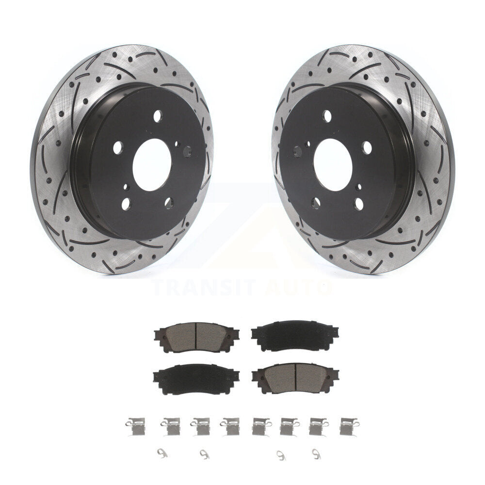 Drilled Slot Brake Rotor & Ceramic Pad Rear Kit For Toyota RAV4 Camry Lexus C-HR