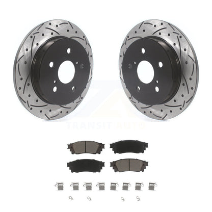 Drilled Slot Brake Rotor & Ceramic Pad Rear Kit For Toyota RAV4 Camry Lexus C-HR