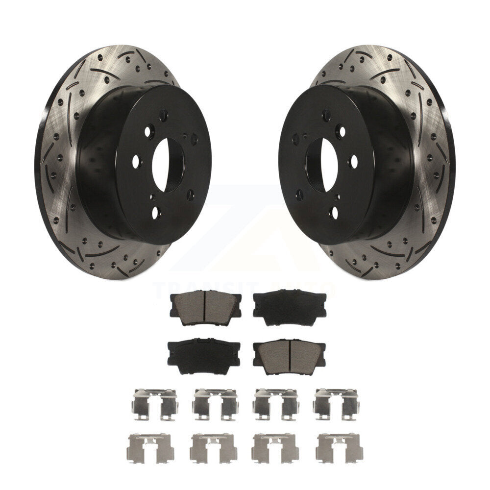 Drill Slot Brake Rotors Ceramic Pad Rear Kit For Toyota Camry Lexus ES350 Avalon