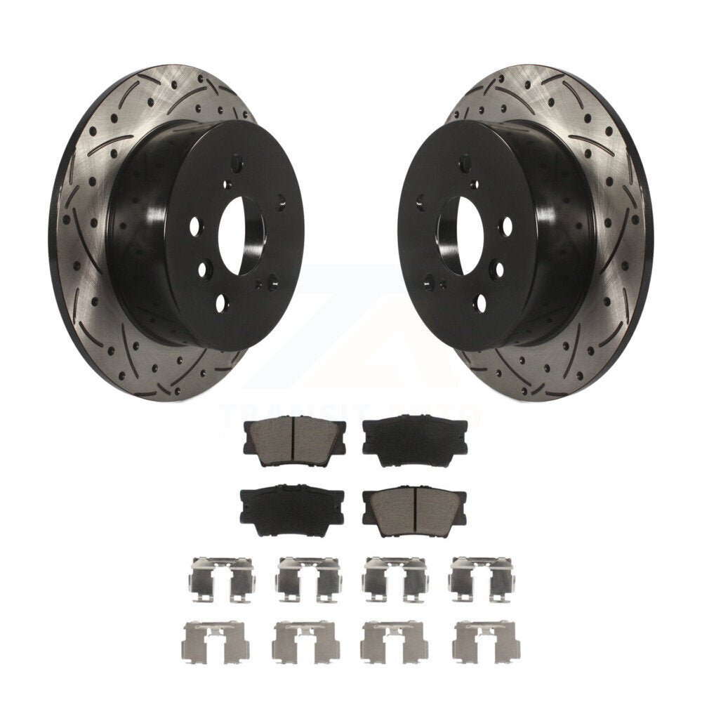 Drill Slot Brake Rotors Ceramic Pad Rear Kit For Toyota Camry Lexus ES350 Avalon