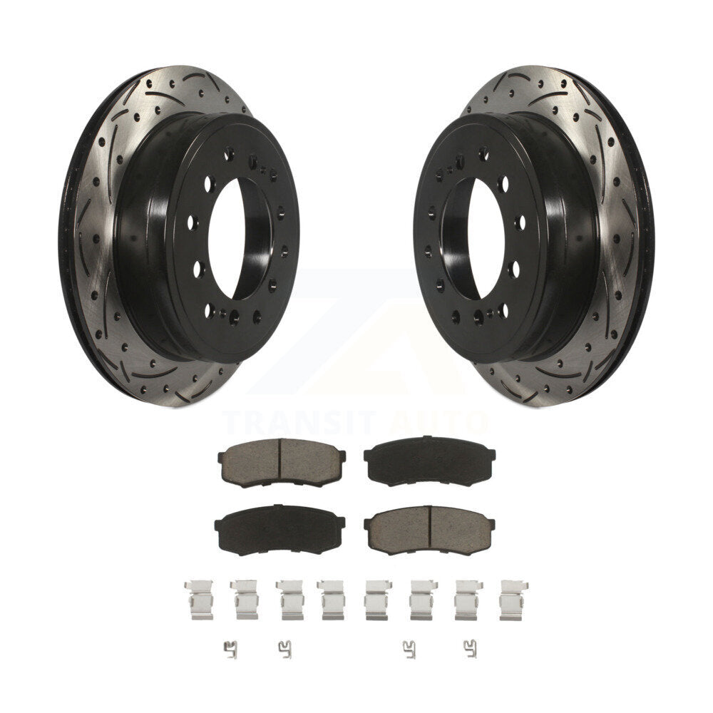 Drilled Slot Brake Rotors Ceramic Pad Rear Kit For Toyota 4Runner Lexus GX460 FJ