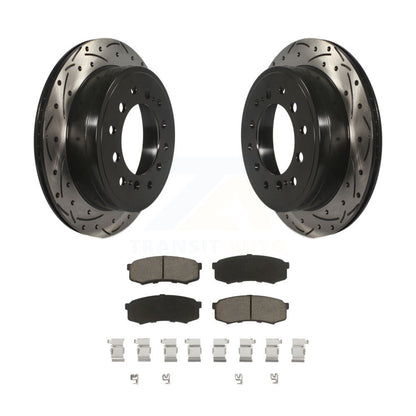 Drilled Slot Brake Rotors Ceramic Pad Rear Kit For Toyota 4Runner Lexus GX460 FJ