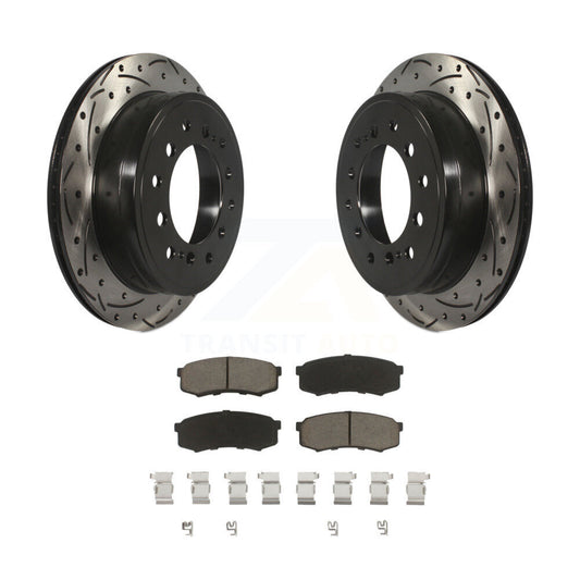 Drilled Slot Brake Rotors Ceramic Pad Rear Kit For Toyota 4Runner Lexus GX460 FJ