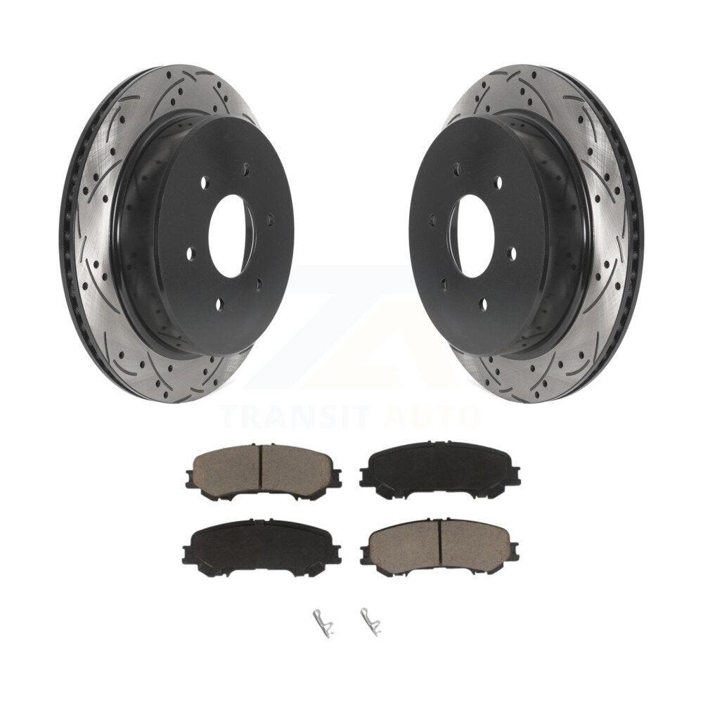 Coat Drill Slot Disc Brake Rotor Ceramic Pad Rear Kit For 2017-2023 Nissan TITAN