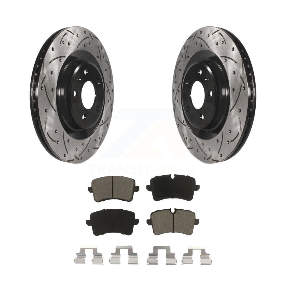Drill Slot Brake Rotor Ceramic Pad Rear Kit For Audi Porsche Macan A6 Quattro A7