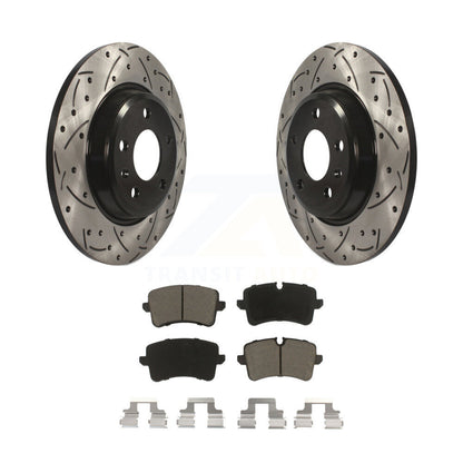 Coated Drilled Slot Disc Brake Rotor Ceramic Pad Rear Kit For Audi A7 Quattro A6