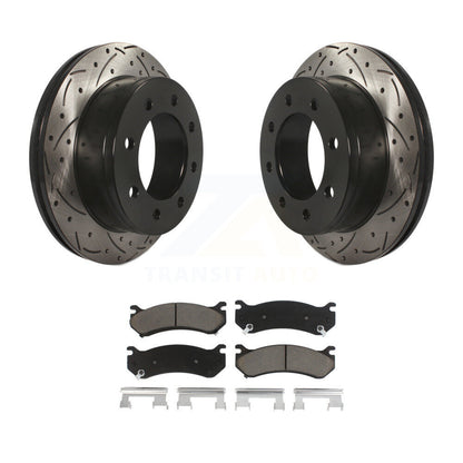 Drill Slot Brake Rotors Ceramic Pad Rear Kit For Chevrolet GMC Sierra 2500 HD XL