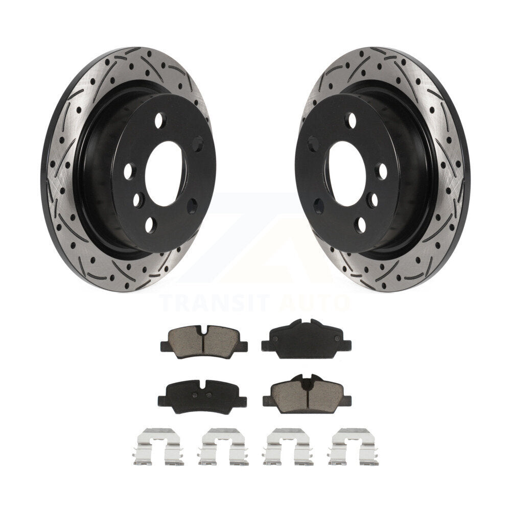 Coated Drilled Slotted Disc Brake Rotor And Ceramic Pad Rear Kit For Mini Cooper