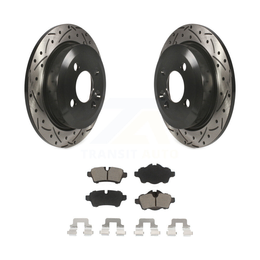 Coated Drilled Slotted Disc Brake Rotor And Ceramic Pad Rear Kit For Mini Cooper