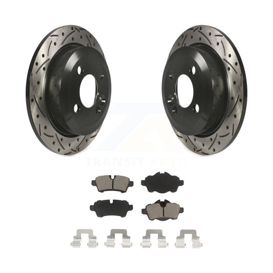 Coated Drilled Slotted Disc Brake Rotor And Ceramic Pad Rear Kit For Mini Cooper