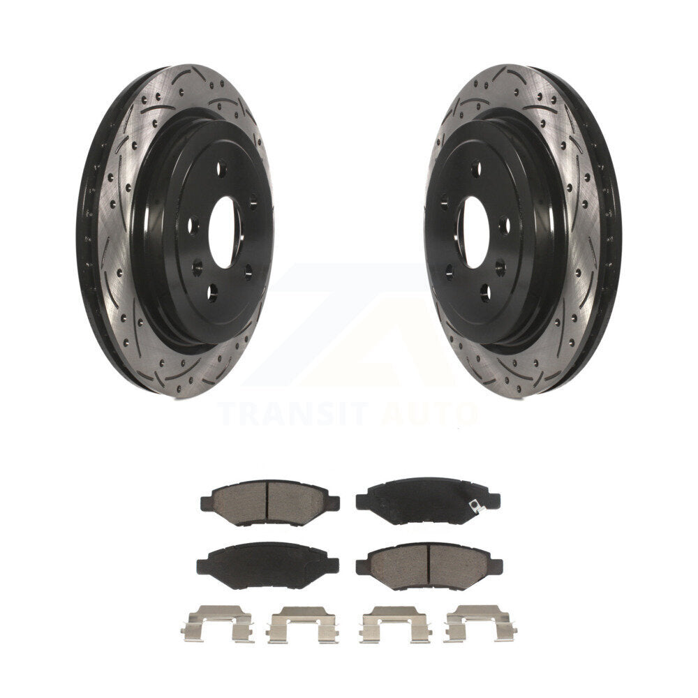 Drilled Slot Brake Rotors Ceramic Pad Rear Kit For Chevrolet Camaro Cadillac CTS