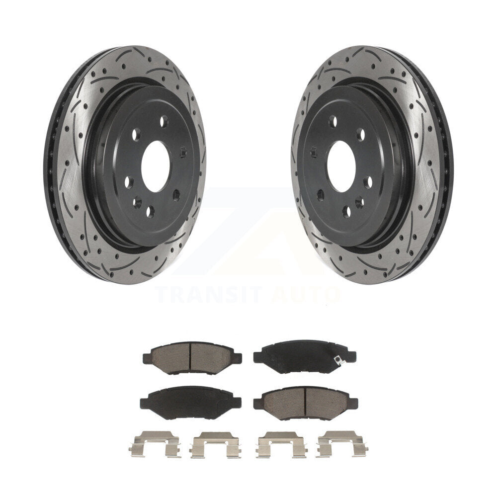 Coat Drill Slot Disc Brake Rotor Ceramic Pad Rear Kit For Cadillac SRX Saab 9-4X