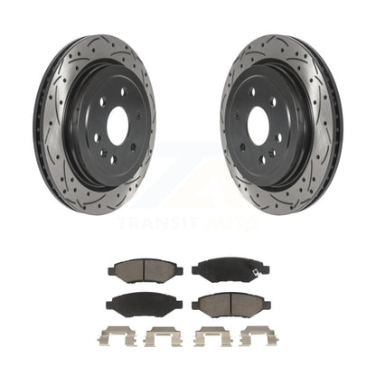 Coat Drill Slot Disc Brake Rotor Ceramic Pad Rear Kit For Cadillac SRX Saab 9-4X