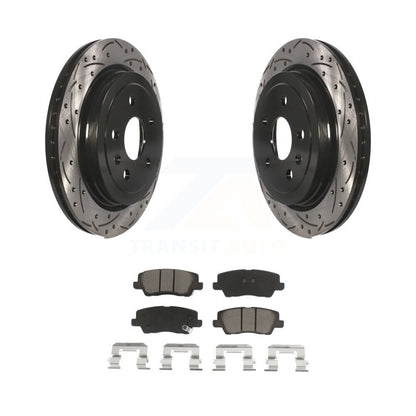 Coated Drilled Slotted Disc Brake Rotors & Ceramic Pad Rear Kit For Cadillac CTS
