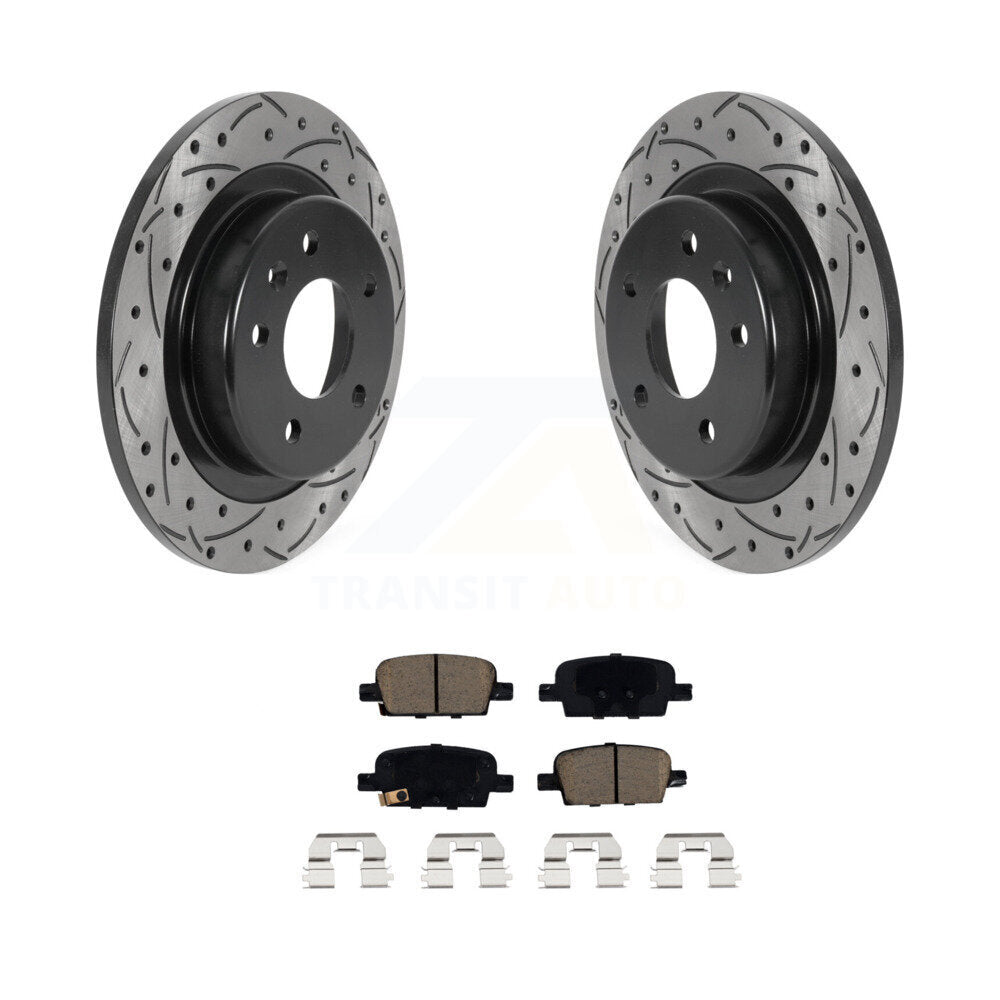 Coated Drilled Slot Disc Brake Rotor & Ceramic Pad Rear Kit For Chevrolet Malibu