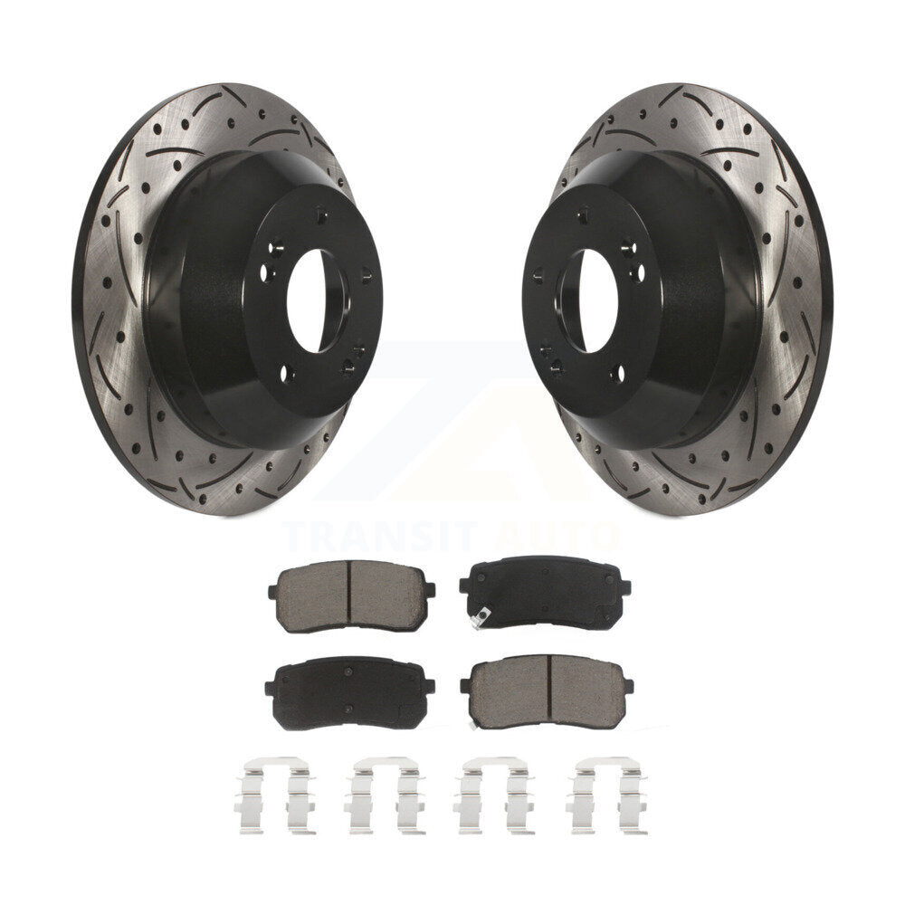 Coated Drill Slot Disc Brake Rotor Ceramic Pad Rear Kit For 2015-2021 Kia Sedona