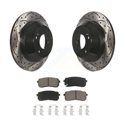 Coated Drill Slot Disc Brake Rotor Ceramic Pad Rear Kit For 2015-2021 Kia Sedona