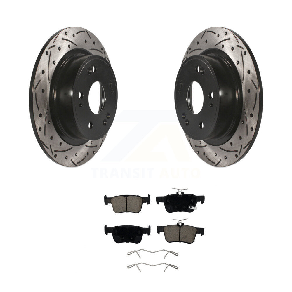 Coat Drill Slot Disc Brake Rotor Ceramic Pad Rear Kit For 2018-2024 Honda Accord