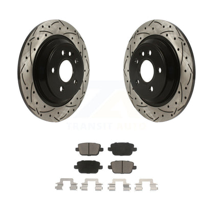 Drilled Slot Disc Brake Rotor & Ceramic Pad Rear Kit For 2008-2011 Volvo S80 FWD