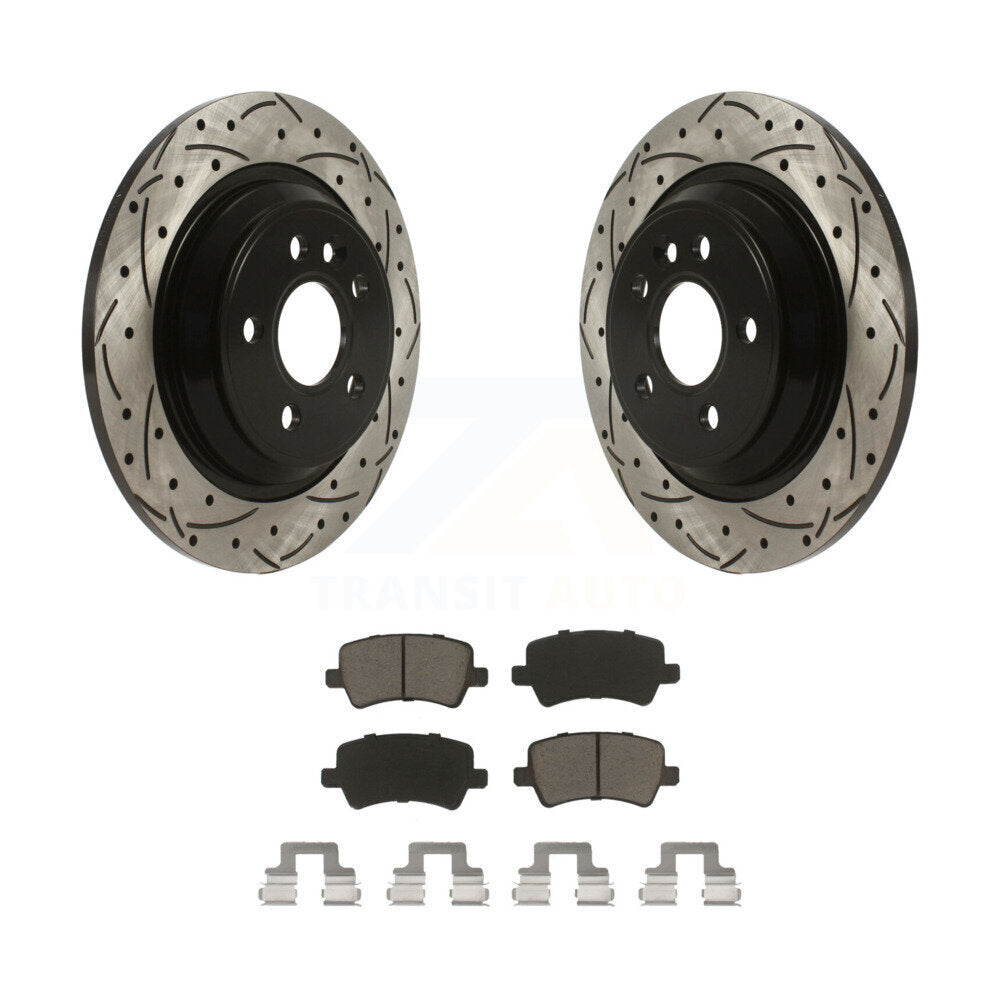 Drill Slot Brake Rotor Ceramic Pad Rear Kit For Volvo XC70 S60 V60 S80 Cross V70