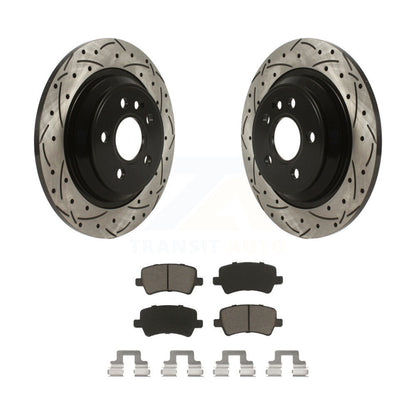 Drill Slot Brake Rotor Ceramic Pad Rear Kit For Volvo XC70 S60 V60 S80 Cross V70