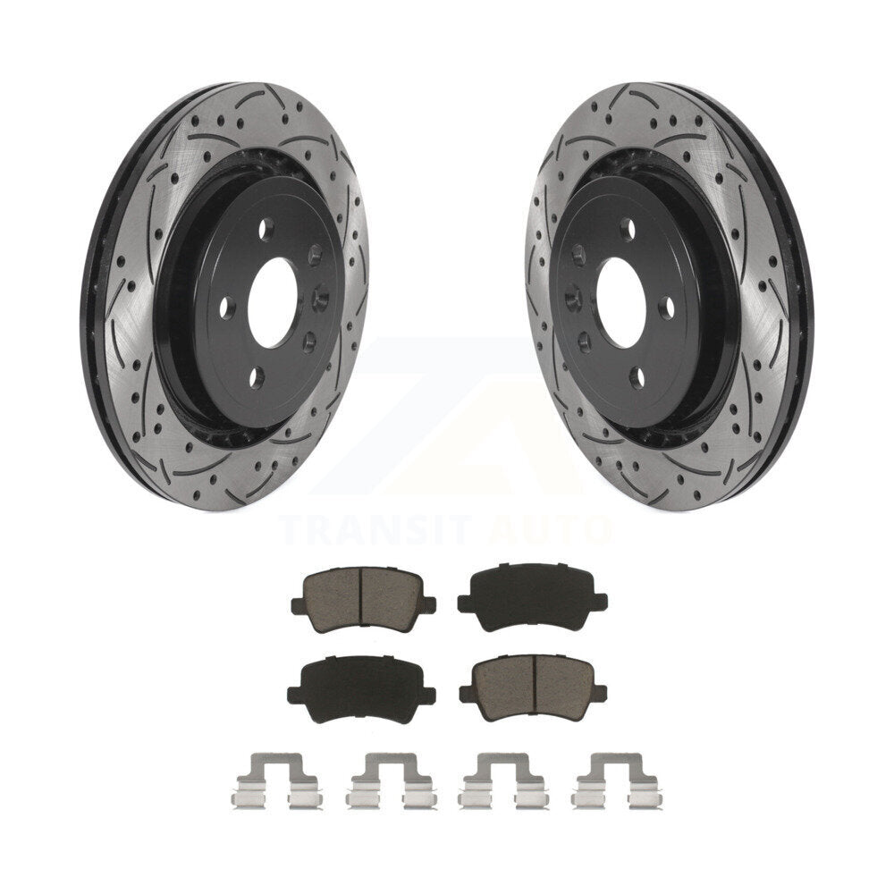 Drill Slot Disc Brake Rotors Ceramic Pad Rear Kit For Volvo XC70 S60 V60 S80 V70