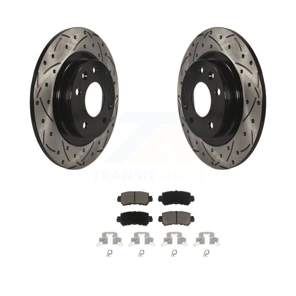 Coated Drill Slot Disc Brake Rotor Ceramic Pad Rear Kit For 2016-2018 Mazda CX-3