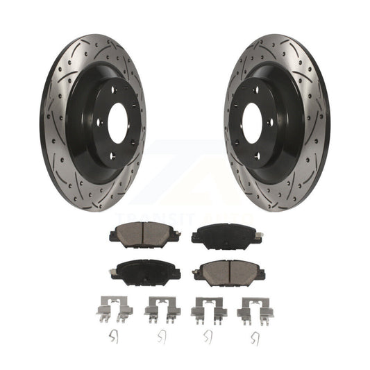 Coated Drill Slot Disc Brake Rotor Ceramic Pad Rear Kit For 2016-2024 Mazda CX-5