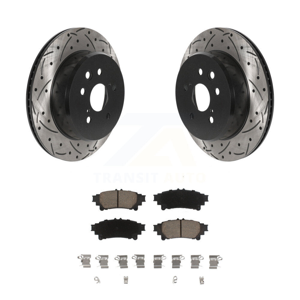 Drilled Slot Brake Rotors Ceramic Pad Rear Kit For Lexus IS300 IS350 GS350 RC350