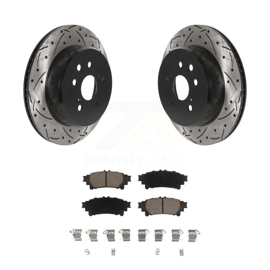 Drilled Slot Brake Rotors Ceramic Pad Rear Kit For Lexus IS300 IS350 GS350 RC350