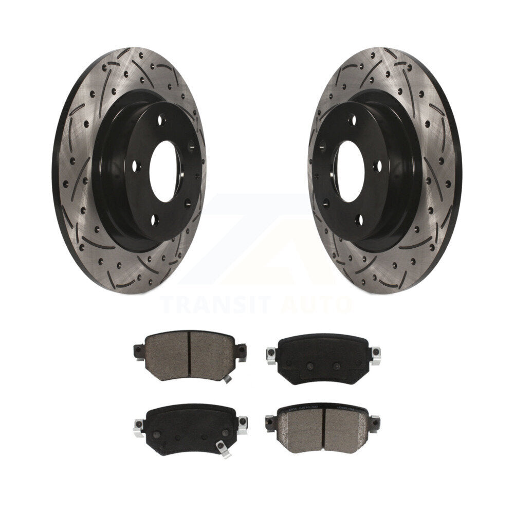 Coated Drilled Slot Disc Brake Rotors Ceramic Pad Rear Kit For 2016-2021 Mazda 6