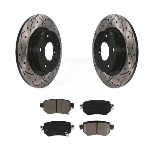 Coated Drilled Slot Disc Brake Rotors Ceramic Pad Rear Kit For 2016-2021 Mazda 6