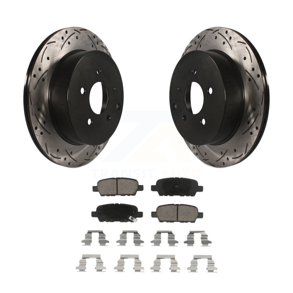 Drill Slot Brake Rotors Ceramic Pad Rear Kit For Nissan Murano INFINITI QX60 Q50