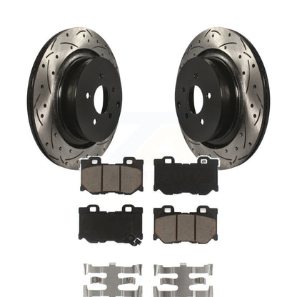 Drilled Slot Brake Rotor Ceramic Pad Rear Kit For INFINITI Q50 Q60 M37 FX50 QX70