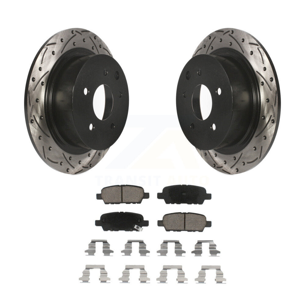 Drill Slot Brake Rotor Ceramic Pad Rear Kit For Nissan Sentra Altima Juke Maxima
